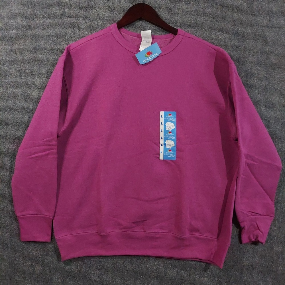 Fruit of the Loom Sweatshirt Women Large Magenta Pink Easy to Wear Crewneck NEW